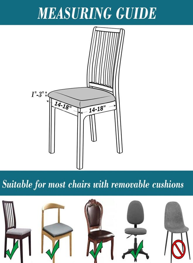 HFCNMY Seat Covers for Dining Chairs, 6 Pack Stretch Waterproof PU Dining Chair Seat Covers Removable Washable Kitchen Chair Seat Covers with Elastic Bands (Beige) - Image 2